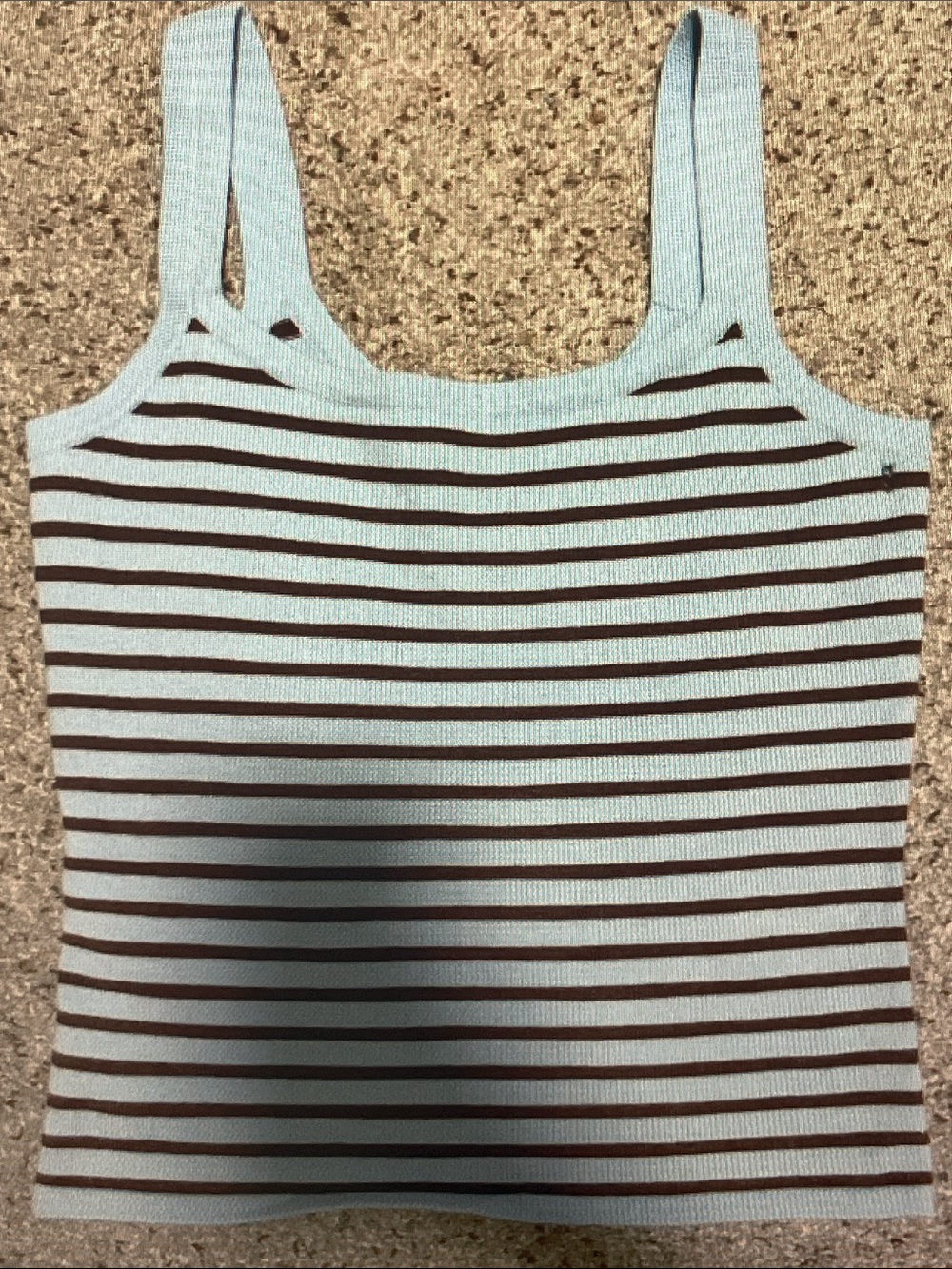 Brandy Melville Light Blue and Brown Ribbed Striped Tank